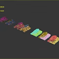 Various Military Vehicle Models With Different Color Paint Finishes Arranged In A Row