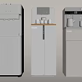 Three Modern Standing Water Dispensers Black White And Gray