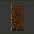 Stone Door Frames With Wooden Doors Closed And Open Metal Accents