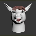 White Horse With Pink Mane Closed Eyes And Open Mouth