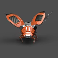Orange Mechanical Flying Insect With Robotic Wings And Metallic Body Structure 3d model