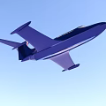 Purple Passenger Plane Flying in Clear Blue Sky with Sleek Design