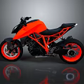 Orange And Black Modern Sporty Motorcycle With Stylish Frame And Wheels