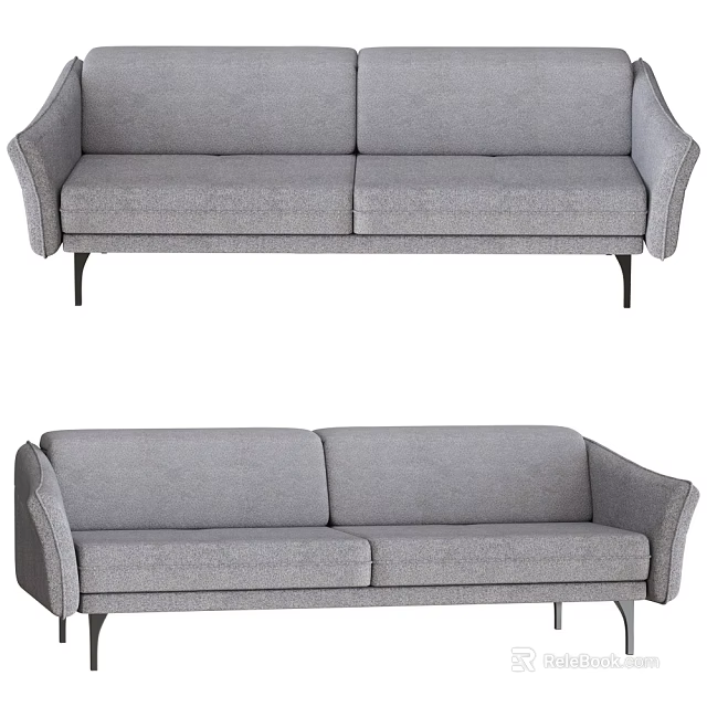 Modern Two Seater Sofa With Comfortable Fabric Upholstery And Metal Legs 3d model 