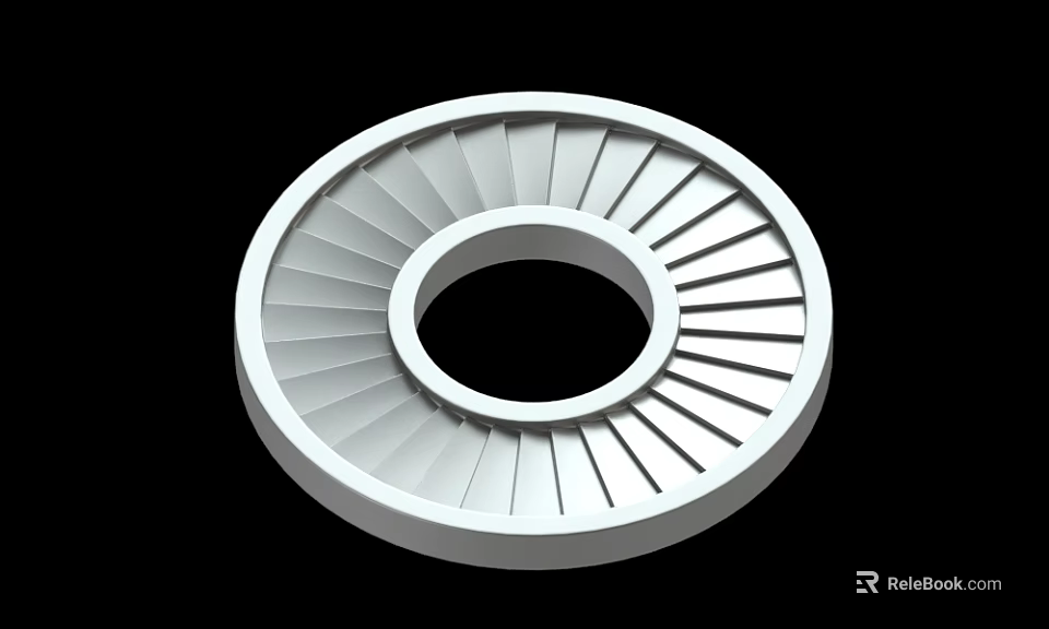 White Circular Mechanical Component With Radial Fins And Central Hole Design 3d model 