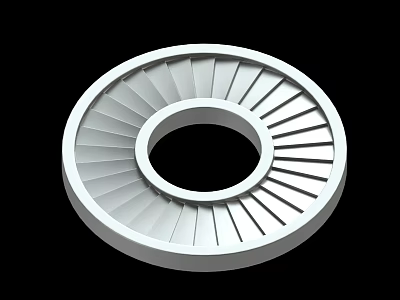 White Circular Mechanical Component With Radial Fins And Central Hole Design 3d model