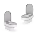 Modern White Toilets With Open Lids And Sleek Design Features 3d model