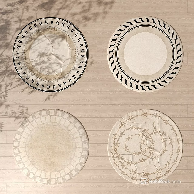 Round Area Rugs With Geometric Patterns And Neutral Tones For Modern Spaces 3d model 