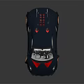 Dark Blue Sports Car With Red Accents Large Rear Spoiler Red Wheels Drift Master Decal