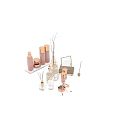 Stylish Bathroom Accessories Featuring Aromatherapy Lotion Bottles Candles Trays And Decorative Branches