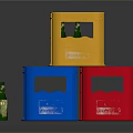 Colorful Plastic Bottle Crates For Household Storage In Yellow Blue Red