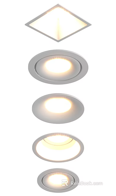 Modern White Recessed LED Downlights With Bright Lighting For Home Ceiling Design 3d model 