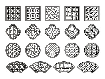 new chinese style openwork window openwork window grilles pane 3d model