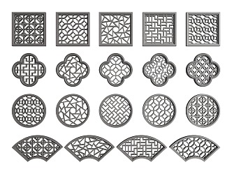 new chinese style openwork window openwork window grilles pane 3d model