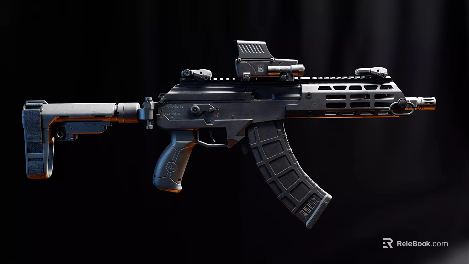 Modern Black Rifle Design With Tactical Scope Ergonomic Grip Magazine And Barrel 3d model 