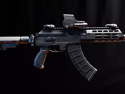 Modern Black Rifle Design With Tactical Scope Ergonomic Grip Magazine And Barrel 3d model