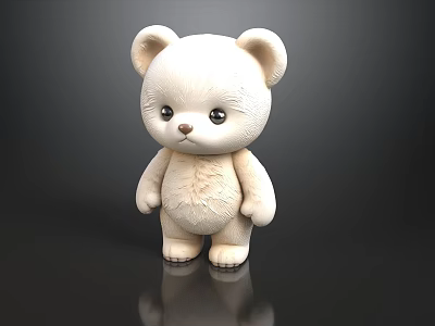 Cute White Bear Decorative Ornament Set for Home Decoration on Shiny Surface 3d model