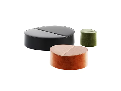 Modern Round Velvet Ottomans in Black Orange Green for Living Space 3d model
