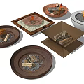 Various Shaped Outdoor Fire Pits With Wood Logs And Storage Box