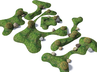 Modern Micro-terrain Courtyard Terrain Grass Slope Small Hill Bag Small Soil Slope Dry Landscape Green Island Slope Garden Landscape Garden Road Terrain Landscape Micro-terrain 3d model