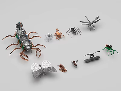 Smart Robotic Insect Models Featuring Diverse Species With Intricate Mechanical Details 3d model