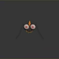 3D Rendered Sci Fi Fantasy Game Movie Character With Large Eyes Red Orange Details