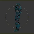Blue Armored Mech Warrior Robot Character With Mechanical Structure And Core Design 3d model