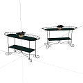 Indoor Metal Decorative Shelving Units Featuring Two Tiered Design And Potted Plants