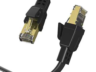 High Speed Gold Plated Ethernet Cable with RJ45 Connector for Mobile Digital Devices 3d model