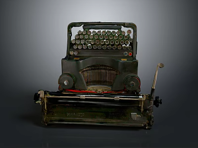 Vintage Mechanical Typewriter With Metal Body Keyboard Levers And Rollers 3d model