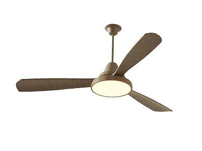 Modern Bronze Ceiling Fan Light With Four Blades And Round Illuminated Fixture 3d model
