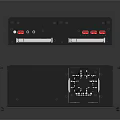 Headphone Speaker Two Stacked Black Units Upper Indicator Lights Ports Lower Heat Vents Larger Size