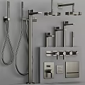Modern Brass Bathroom Faucets Including Shower System Handheld And Accessories 3d model