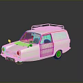 Classic Small Silver Van Featuring Roof Rack Retro Design And Shiny Reflection On Dark Surface 3d model