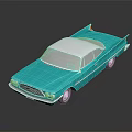 Classic Turquoise Vintage Car With White Roof And Streamlined Retro Design