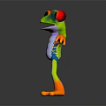Colorful Frog Character Stuffed Toy With Red Eyes Green Body And Orange Open Arms