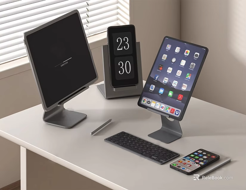 Modern Computer Workspace Setup With Monitor Tablet Keyboard And Smartphone Devices 3d model 