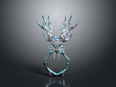 Fantasy Character Inspired Ring With Mythical Creature Horns And Ornate Metallic Design 3d model