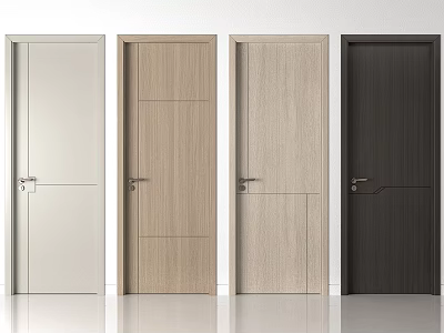 Modern Interior Hinged Doors With Various Colors And Different Panel Designs 3d model