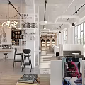 Modern Cafe With Take Away Service Open Interior Wall Art Bar Counter And Natural Light