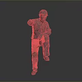 3D Construction Worker Model Wearing Safety Helmet With One Leg Raised And Hand Pointing Forward