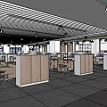 modern public office area office area office area desk and chair 3d model