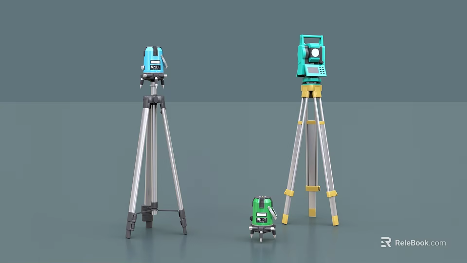 High Quality Industrial Surveying Equipment With Tripods And Measuring Tools 3d model 