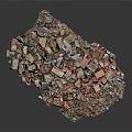 Pile of Construction Debris With Broken Bricks Concrete Blocks and Rubble Pieces