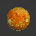Realistic Sun Sphere With Orange Glow Detailed Surface Texture And Reflective Base 3d model