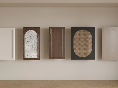 Modern Wardrobe Doors With Various Designs Arched Rattan Wooden And White Decorative Panels 3d model