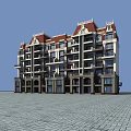 Classical Design Residential Building With Red Roof White Walls Balconies And Arched Entrances