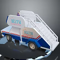 Scenic View Of Bluth Construction Truck On Circular Platform With Blue White Red Design