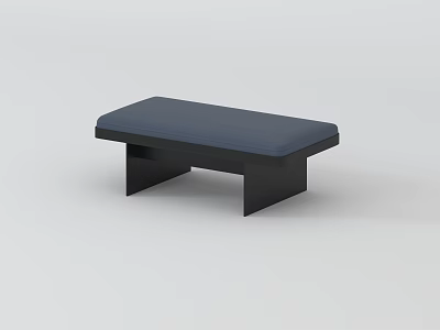 Sleek Modern Sofa Bench With Blue Cushion And Black Frame Minimalist Design 3d model
