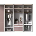 Modern Wardrobe Interior with Hanging Clothes Drawers Storage Boxes and Accessories 3d model